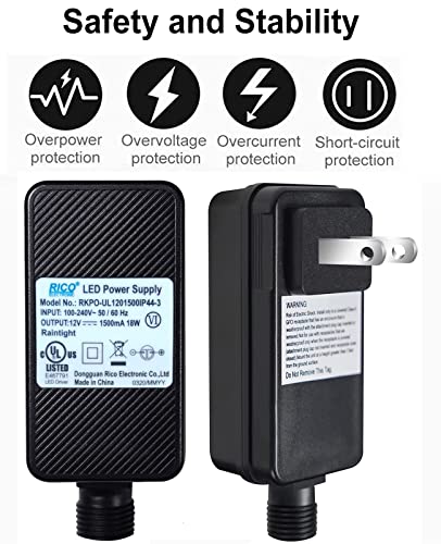 12V 1A Class 2 Power Supply, Led Transformer Replacement, Eagwell Outdoor Low Voltage Power Adapter, Yard Inflatable Adapter, Plug For String Light, Rope Lights,Eagwell Meteor Shower Lights Plug #TOP2
