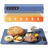 Compact Warming mat for Food, Touchscreen with 6-Temp & Timer Control, Foldable Food Warmer Mat for Coffee Tables, Breakfast Bars & Small Gatherings | Ideal Kitchen Gift (Graphene Heating, Blue)