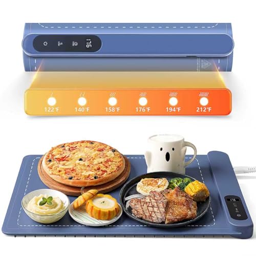 Compact Warming mat for Food, Touchscreen with 6-Temp & Timer Control, Foldable Food Warmer Mat for Coffee Tables, Breakfast Bars & Small Gatherings | Ideal Kitchen Gift (Graphene Heating, Blue) Compact Warming mat for Food, Touchscreen with 6-Temp & Timer Control, Foldable Food Warmer Mat for Coffee Tables, Breakfast Bars & Small Gatherings | Ideal Kitchen Gift (Graphene Heating, Blue)