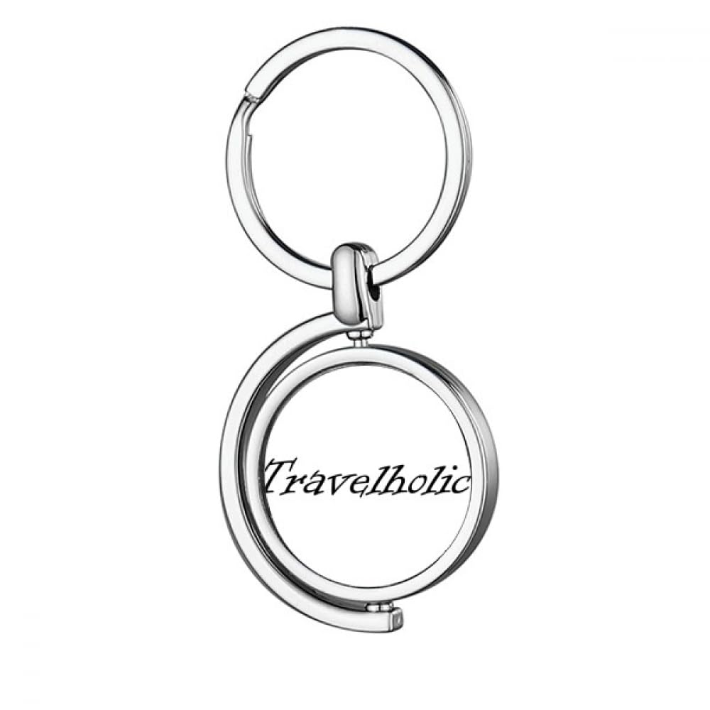 no/no Stylish Word Travelholic Art Deco Fashion Rotating Keychain Metal Keyring Holder