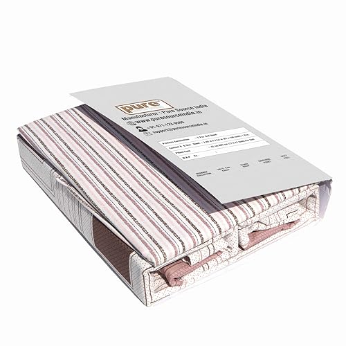 Image of Pure Source India Pure Cotton Elegance Bedding Set, Dreamy Cotton Comfort Double Bed Sheet with Pillow Covers (Baby Pink Square Flora)