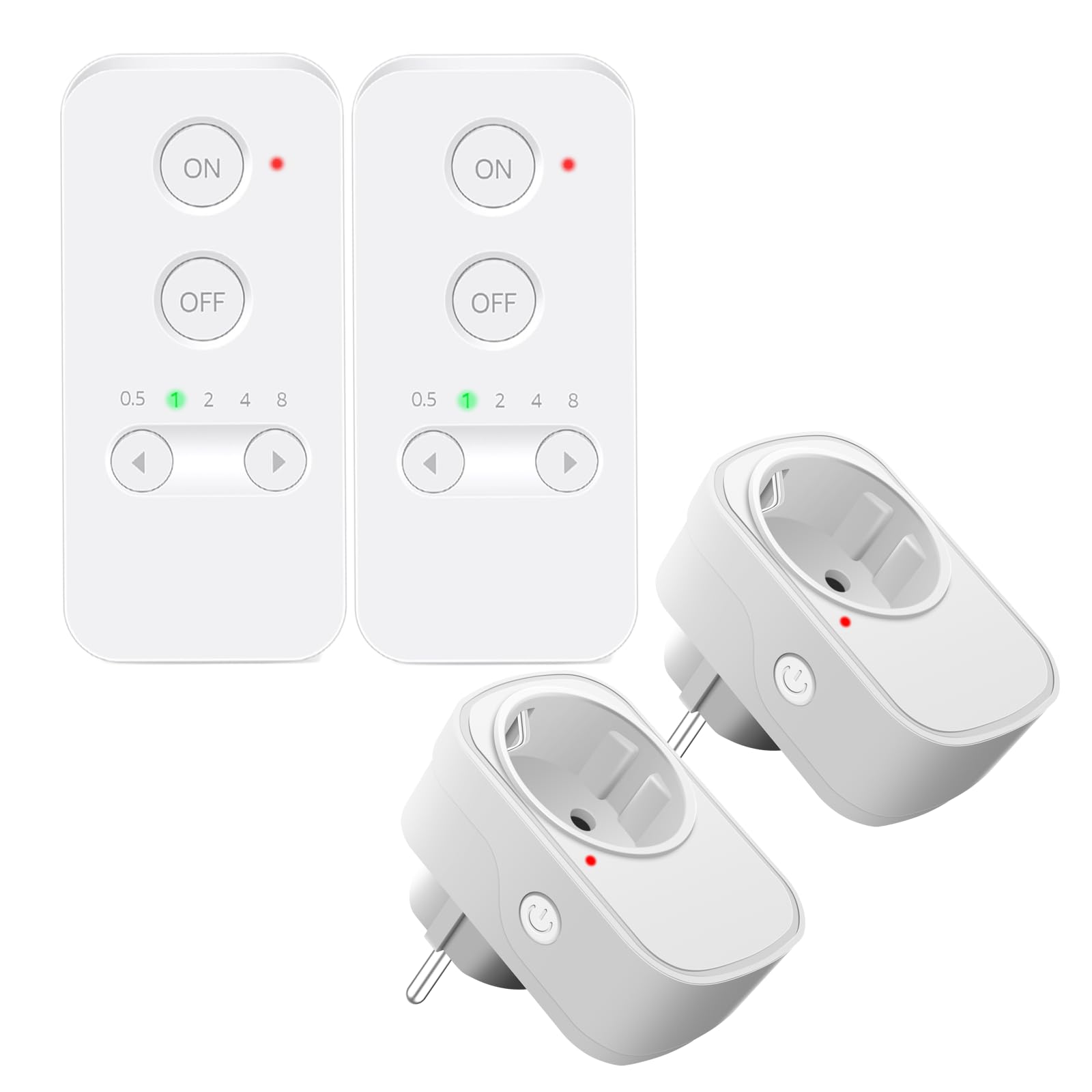 NineLeaf Funksteckdosen mit Fernbedienung,15A/3600W,Reichweite 150m,Programmierbare Steckdose,geeignet für den Innenausbau und Haushaltsgeräte,2 Steckdosen+2 Fernbedienung,weiß