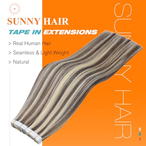 Image of Sunny Hair Human Hair Tape in Extensions Balayage 20Pcs for Graduation Days