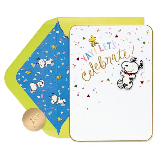 Papyrus Peanuts Birthday Card with Snoopy Pin (Birthday Blowout)