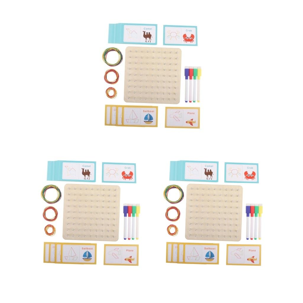 3 zestaw drewnianych geoboard łamigłówka tablica blok geoboard dla dzieci małych dzieci