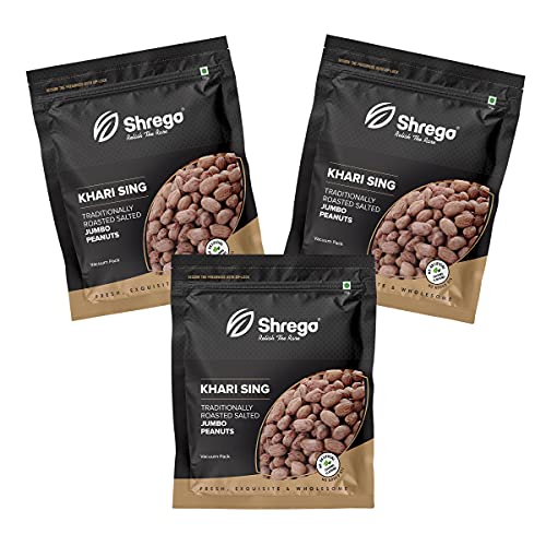 Image of SHREGO Peanut Plus Khari Sing Traditionally Roasted Salted Jumbo Peanuts, Snack and Namkeen (1080 Grams)