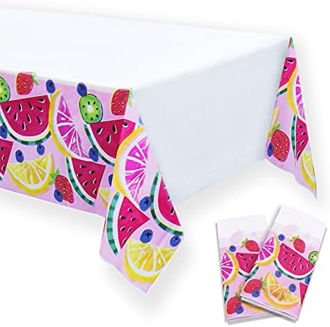 Watermelon Tablecloth 2 Pack, Summer Fruit Theme Birthday Party Supplies Plastic Square Table Cloth Waterproof Table Cover Party Rectangular Table Cover for Birthday Party Table Decor