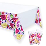 Watermelon Tablecloth 2 Pack, Summer Fruit Theme Birthday Party Supplies Plastic Square Table Cloth