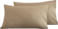 Junn Shenn Microfiber Standard Pillowcases 2 Pack 20x26, Super Soft Envelope Closure, Wrinkle Fade Stain Resistant Dark Beige