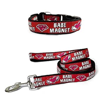That Dog In Tuxedo Dog Collar - Babe Magnet - Adjustable and Strong (Red, M-L)