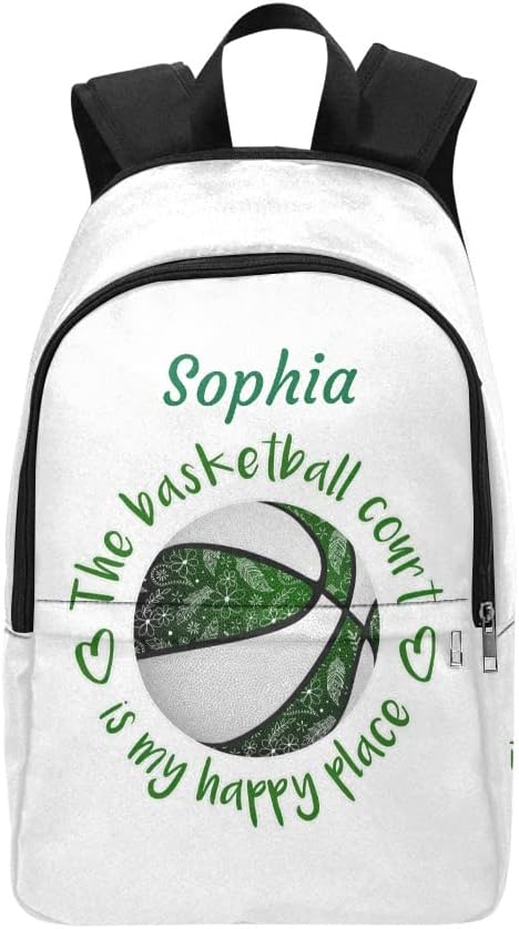 Personalized Green Basketball Backpack with Name Custom Travel Bag for women Men