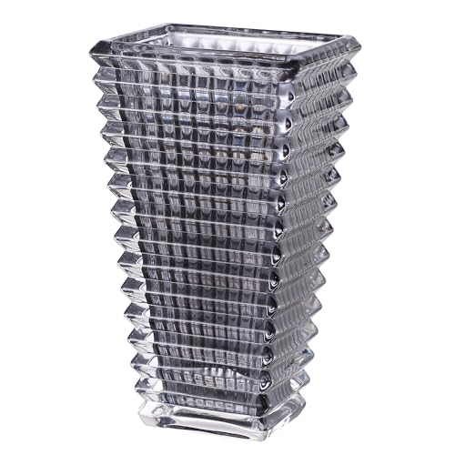 MCMCNCUIU Crystal Vase, Large Crystal Vases for Flowers, Black Large Flower Vase, Modern Glass Vases for Living Room, Bedroom, Kitchen, Dining Table, Mantle, Wedding, 9 Inches