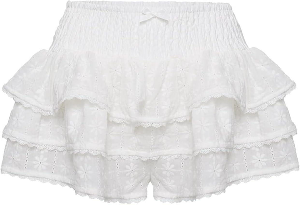 Aopwsrlyi Womens Lace Trim Ruffle Shorts Lolita Bloomers Y2k Layered Frilly Puffy Shorts Sexy Boy Shorts Bubble Skirt - Image 6