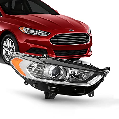 AKKON - [Halogen Models] Projector Chrome Headlight Fits 2013 2014 2015 2016 Ford Fusion 4Door Sedan Right Passenger Side