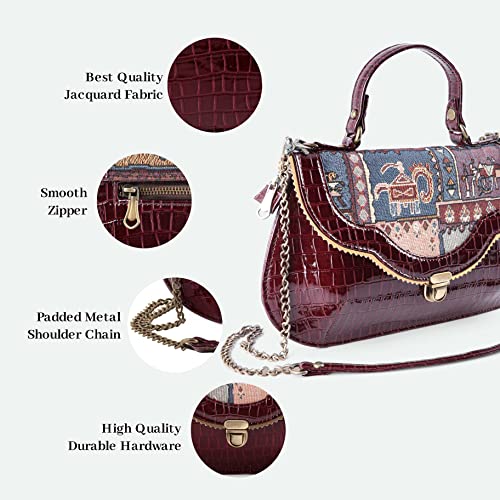 Image of Rudhira Top Handle Satchel Bag /Shoulder Bags For Women (Crocodile Print), Multicolor