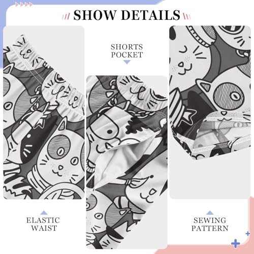 Cute Cat Black White Boys Pants for Kids Jogger Pants with Pockets S-XL4