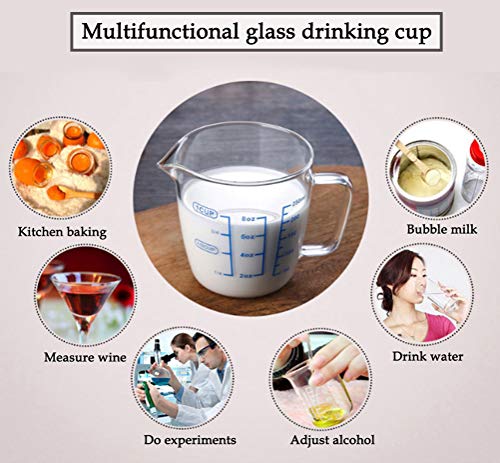 Goeielewe Glass Measuring Cup With Lid, Graduated Beaker Mug With Handle, Light-Weight Borosilicate Glass V-Shaped Spout Microwave Safe Scales Cup For Cooking Baking (2Cup/16Oz/500Ml) #TOP5