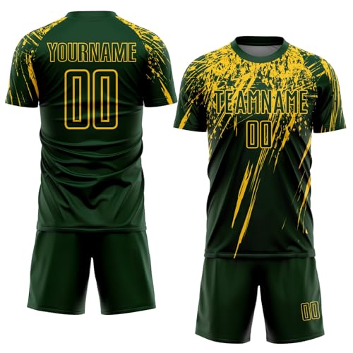 Custom Soccer Jerseys for Boys Men Women Youth Green and Yellow Personalized Soccer Jersey Printed Name Number Logo Sports Jersey