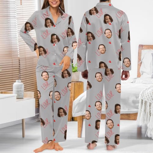 NAZENTI Personalized Couple & Pet Pajamas with Photo, Custom Face Pajamas, Pajama for Men & Women, Gift for couple Christmas3