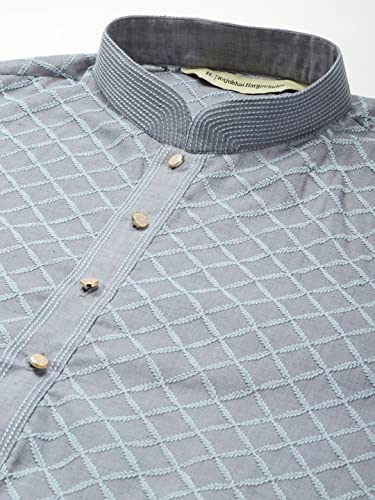 Image of Rajubhai Hargovindas Men's Chikankari Embroidered Cotton Kurta (Ches)