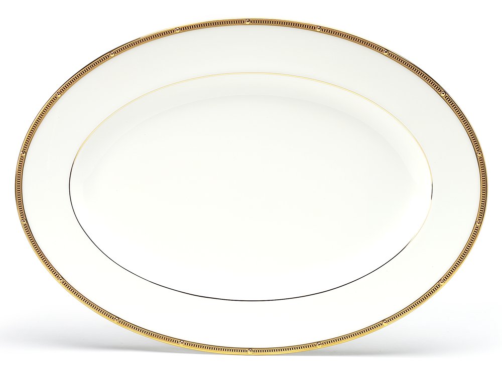 Plat ovale Noritake Rochelle Gold 35 cm porcelaine blanche table