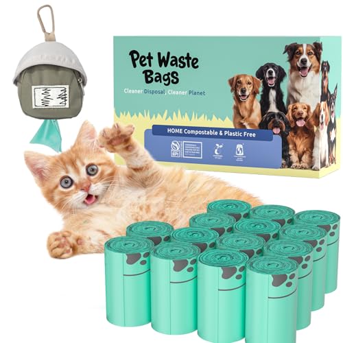 100% Compostable Dog Poop Bags, 270Count Value Pack, BPI Certified, Biodegradable Leakproof Thick Poop Bags for Dogs with Dispenser, Plant-Based, ASTM D6400 & EN 13432 Compliant Pet Waste Bag