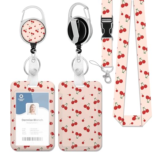 Porte-badge cerise avec cordon rétractable pour cartes d'accès professionnels