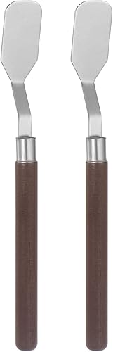 HARFINGTON 2pcs Paleta Cuchillos 0.709 in Ancho Acero Inoxidable Espátula Plana Pintura Cuchillo de Paleta con Mango de Madera para Óleo Acrílico