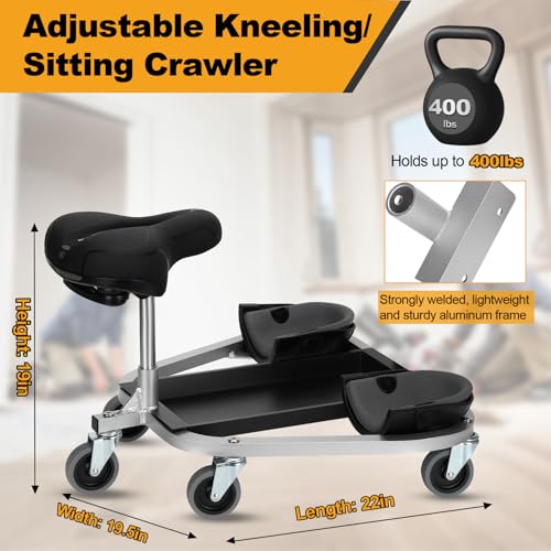 Image of Kneeling Sitting Creeper with 3 inch Casters, Supports 400 lbs, Black