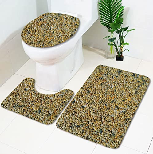 Badematten Set 3 Teilig,Toilettenmatte Set,3Er Badgarnitur Badezimmer Matte Set Dusch Bade Matte Vorleger Teppich 3D…