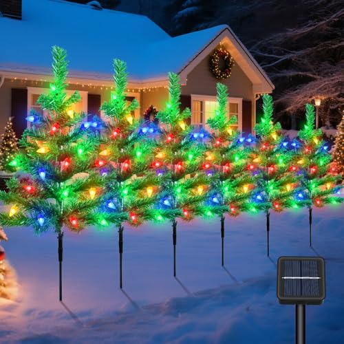 Qoosea Solare Weihnachtsbaum-Stakelichter 6 IN 1 120 LEDs 8 Modi Solar...