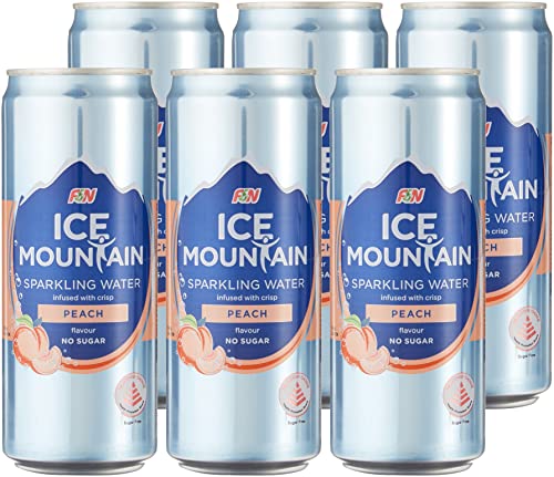 Ice Mountain Peach Sparkling Water Can 325ml (Pack of 6)