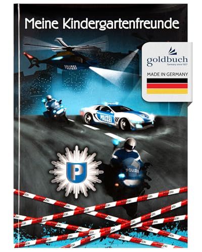 goldbuch 43061 Kita Freundebuch Polizei, Buch DIN A5, zum Ausfüllen, Erinnerungsbuch an Freunde, Notizbuch mit 84 illustrierte Seiten, Einband mit Kunstdruck, ca. 15 x 21 x 1,5 cm