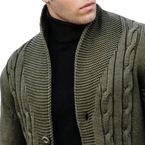 Mens Shawl Collar Cardigan Sweaters Long Sleeve Button Down Cable Knitted Sweater Slim Fit Casual Knitwear2
