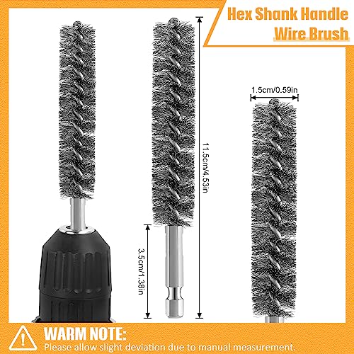 Image of Geiserailie Bore Brush Bristles Wire Brush for Power Drill Cleaning Wire with Hex Shank Handle for Power Drill Cleaning (40 Pieces,Stainless Steel)