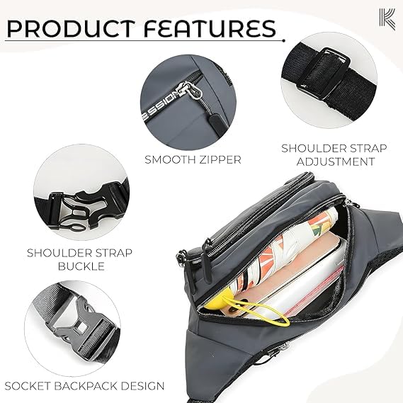 Image of Waist Bag for Man & Woman | Travel Handy Hiking Running Pouch with Zipper | Adjustable Strap Fanny Pack for Documents Money Card Phone Earphone | Lightweight Sport Belt Bag (Gray)