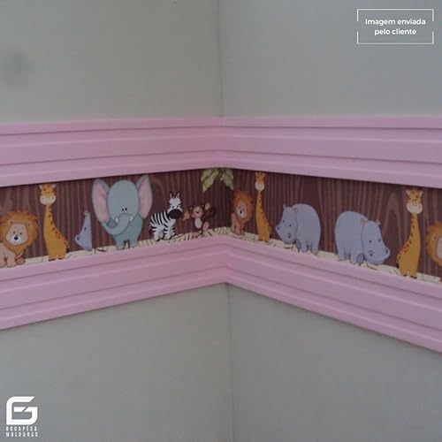 Moldura Guarnição Rodameio Eva Autocolante Marte, 7cm x 5mm, 10 Metros (Rosa)