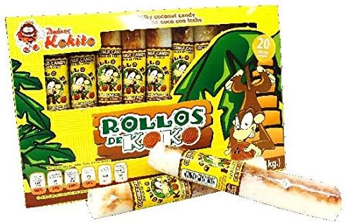 Rollos de Coco Dulces Kokito 20 count Mexican Coconut Candy