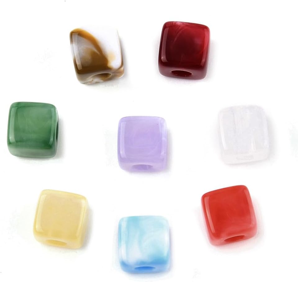200Pcs Gemstone Square Beads Acrylic Cube Beads Bulk Random Mixed Color Imitation Gems Stones Crystals Loose Spacers with Large Hole for Jewelry Making Bracelets Pens DIY Crafts Supplies - Image 7