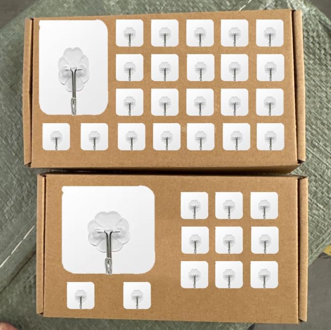 Miniatura 9 de Paquete de 24 ganchos autoadhesivos resistentes, 33 libras máximo, transparentes, impermeables, ganchos de pared adhesivos para llaves, baño, ducha,