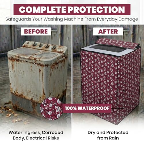 Image of DREAM CARE Waterproof & Dustproof Washing Machine Cover Top Load & Semi Automatic Suitable for 7 kg, 7.2 kg, 7.5 kg (83 x 95 x 51 cms)