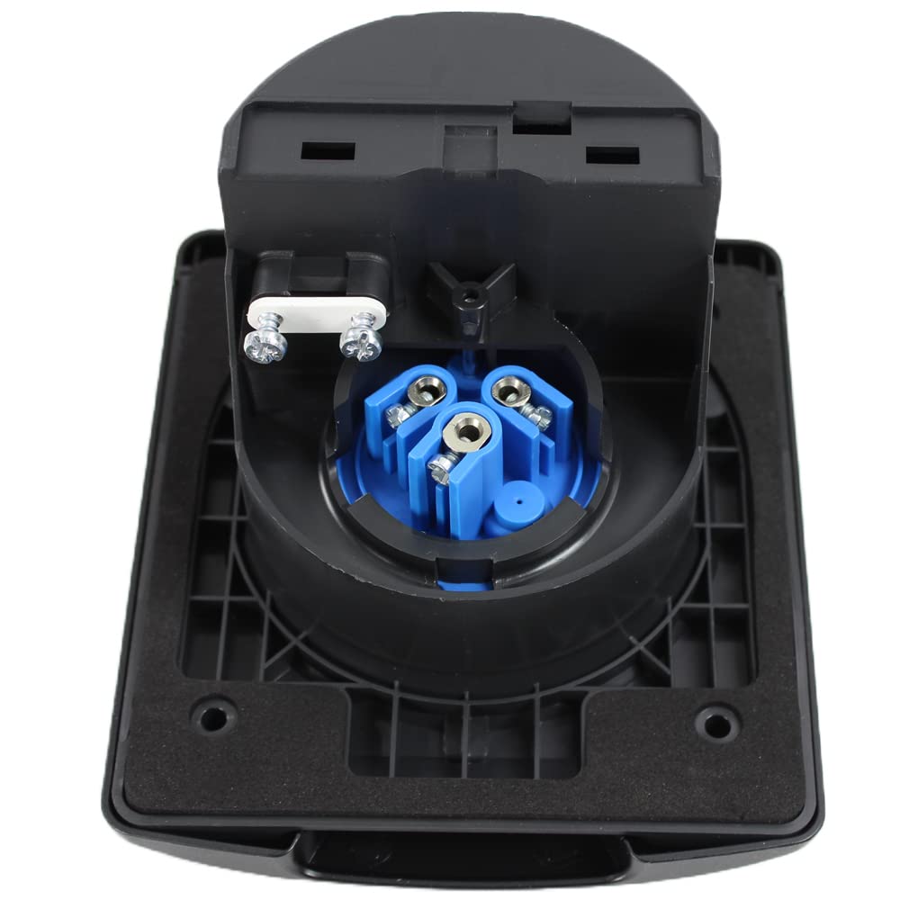 Prise extérieure CEE - Prise d'alimentation encastrable pour caravane et camping-car - 220 V - 250 V ABL - Couvercle magnétique - Noir