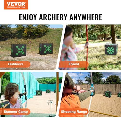 Image of VEVOR Archery Target Block, All-Side Bow Target Block, Outdoor Portable Archery Target with Carry Handle, Easy Arrow Removal, Great Visibility, Lightweight, Easy to Transport, Black