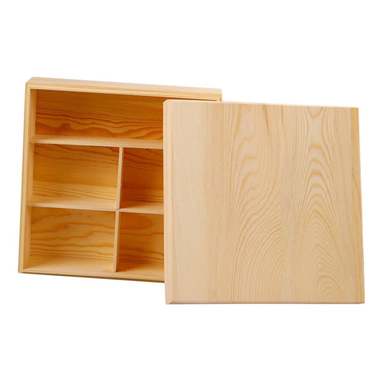 Caja Organizadora de Bolsitas de Té de Madera Beige para Hogar | Compartimentos para Sugar Packets y Tea Bags, Uso en Office Kitchen, Fácil de Llevar
