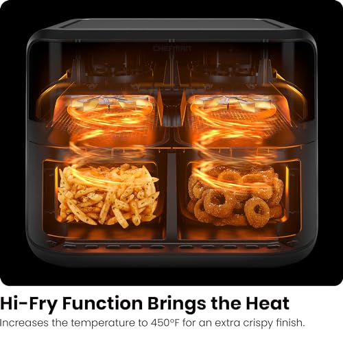 Chefman-6-Quart-Dual-Basket-Air-Fryer-Digital-Touchscreen-Smart-Sync-Finish-Hi-Fry-Auto-Shutoff-2-Independent-3QT-Nonstick-Dishwasher-Safe-Frying-Baskets-Digital-Double-Air-Fryer-Black