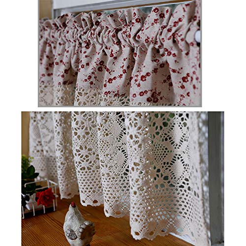 Media cortina de cocina calada hecha a mano para decorar ventanas pequeñas o puertas 4