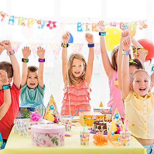 Vgoodall 12 Pcs Glitter Slap Bracelet Kids Sequin Bracelet Mermaid Bracelet Flip Wristband Bracelet Kids Birthday Party Favors Supplies #TOP4