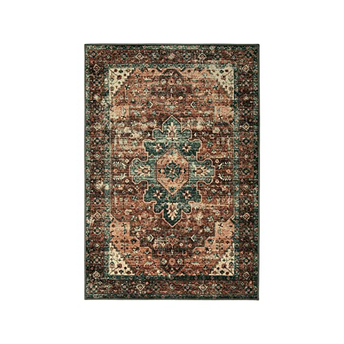 Moynesa Washable Vintage Bathroom Rug, Small Area Rug 2x3 Entryway Rug Indoor Door Mat, Boho Kitchen Rugs Non Skid Non Slip, Non-Shedding Ultra-Thin Oriental Throw Carpet for Bedroom Decor