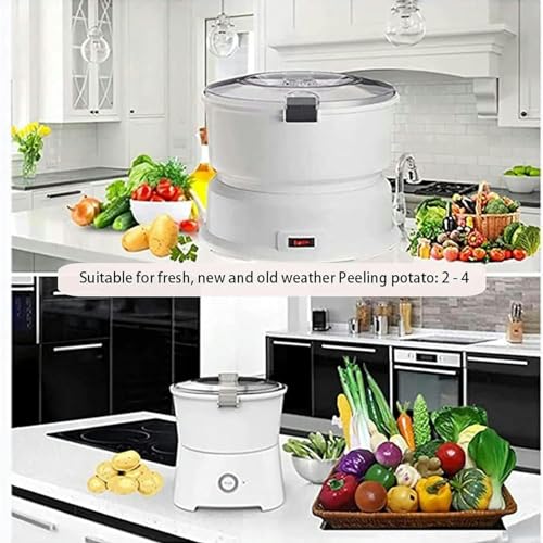 Elektrischer Kartoffelschäler, automatische Schälmaschine mit Sicherheitsverriegelung, One-Touch-Bedienung, kein Durcheinander für Apfel, Karotte und Obst (1 kg Kapazität)