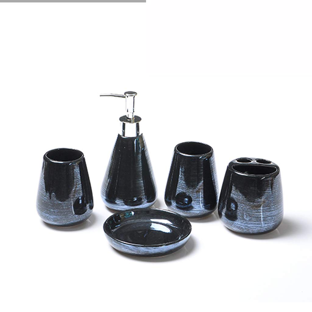 HYLR Lujosa cerámica Colorida Conjuntos de Accesorios de baño 5 Piezas Suministros de baño Conjuntos para Porta cepillos de Dientes Taza Taza de Enjuague dispensador de jabón Decoración de baño